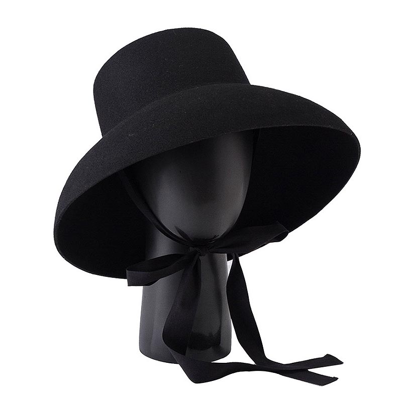 Fedora Hat Wool - สไตล์วินเทจขนสัตว์บริสุทธิ์หมวกกว้าง Brim ฤดูหนาว Fedoras ผู้หญิงสุภาพสตรีแถบ Lacing