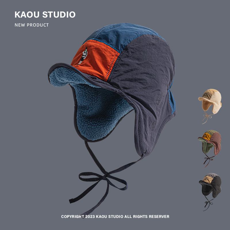 Corduroy Cap 5 Panel - สไตล์ญี่ปุ่น Retro 5 แผงการจับคู่สีหมวกขี่จักรยานผู้ชายผู้หญิงฤดูใบไม้ร่วงฤดูหนาวขนแกะป้องกันหูสกีนักบิน Bomber หมวก