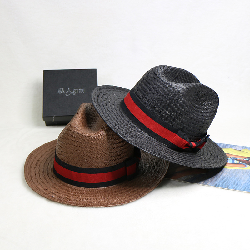 Cowboy Hat Straw - หมวกฟางทอมือสไตล์คาวบอยแจ๊สสำหรับวันหยุดพักผ่อนที่ชายหาดป้องกันแสงแดดฤดูร้อนแฟชั่นรีสอร์ทกลางแจ้ง