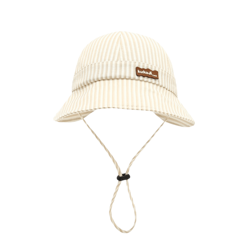 Sun Hat Wide Brim - หมวกบักเก็ตเด็กแบบใหม่ลายทาง ปรับขนาดได้ ระบายอากาศดี หมวกกันแดดเด็ก ผ้าฝ้าย ปีกกว้าง