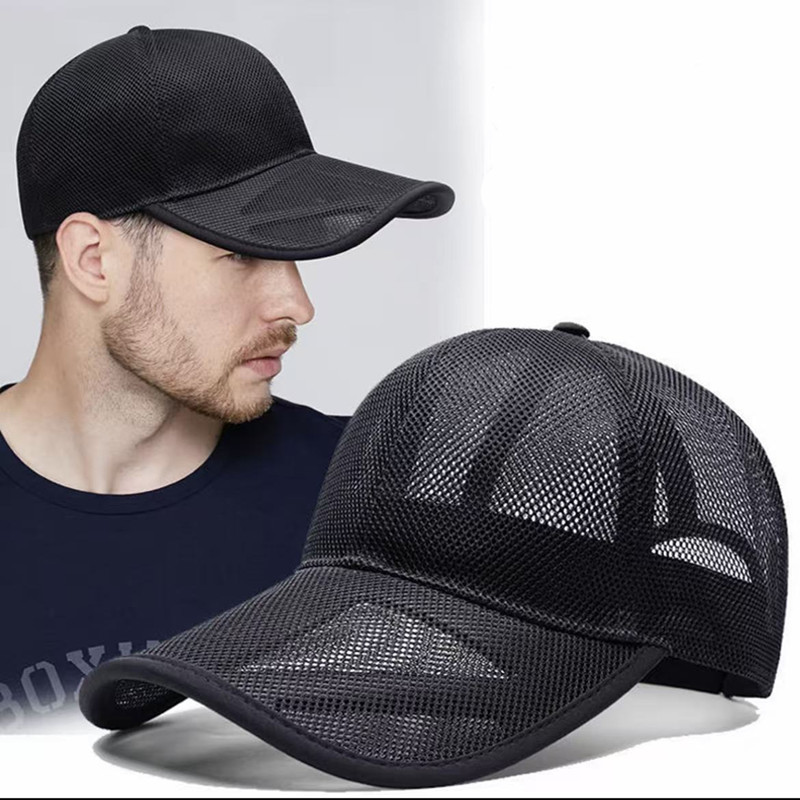 Baseball Cap Structured - หมวกเบสบอลตาข่ายระบายอากาศแบบเต็มใบ Summer Hollow Brim, สำหรับทุกเพศ, หมวกกันแดดแบบปรับได้สำหรับกิจกรรมกลางแจ้ง