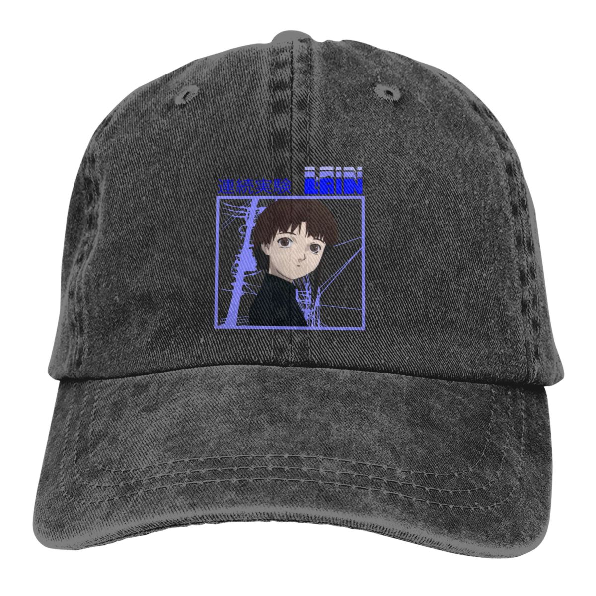 Golf Cap Dad - ผู้ชายล้างเบสบอลหมวกสีฟ้า Trucker Snapback หมวกพ่อหมวก Serial Experiments
