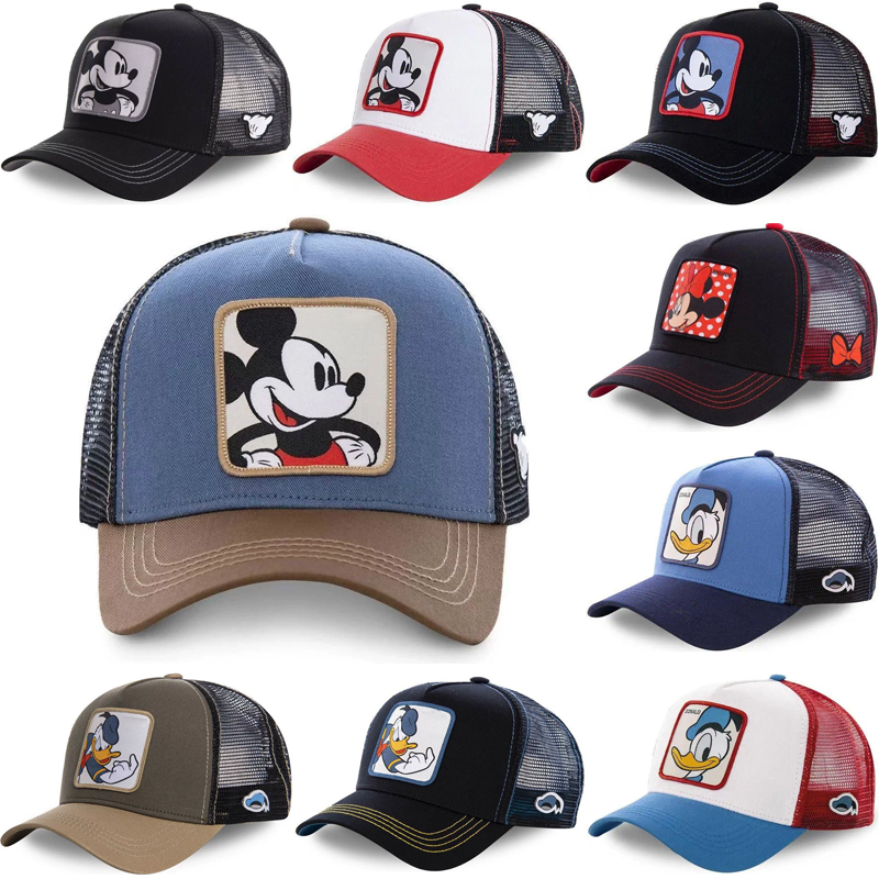 Trucker Cap Mesh - หมวกแก๊ปมิกกี้เมาส์น่ารัก ตาข่ายด้านหลัง ปรับขนาดได้ ลายการ์ตูนโดนัลด์ดั๊ก สไตล์ฮิปฮอป ป้องกันแสงแดด