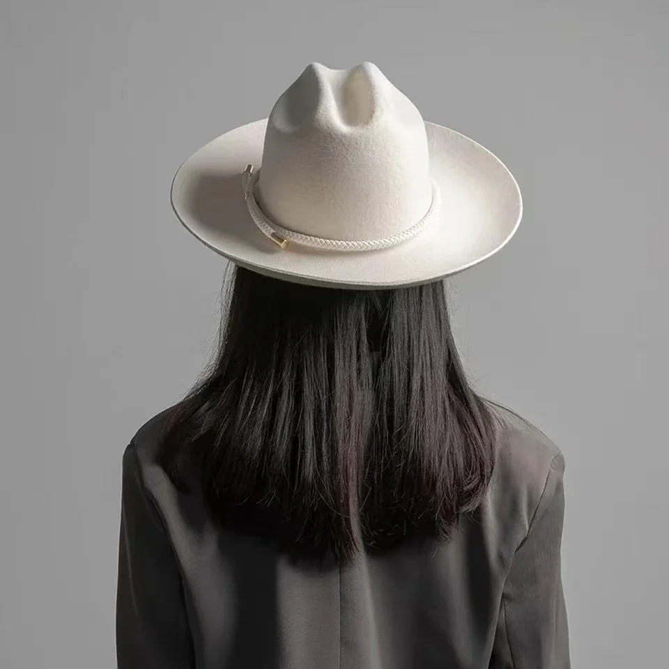 Fedora Hat Wool - 2025 ใหม่Retro Ins ChicฤดูหนาวWool FeltคลาสสิกStetson Fedorasหมวกผู้หญิงแจ๊สหมวกปานามา