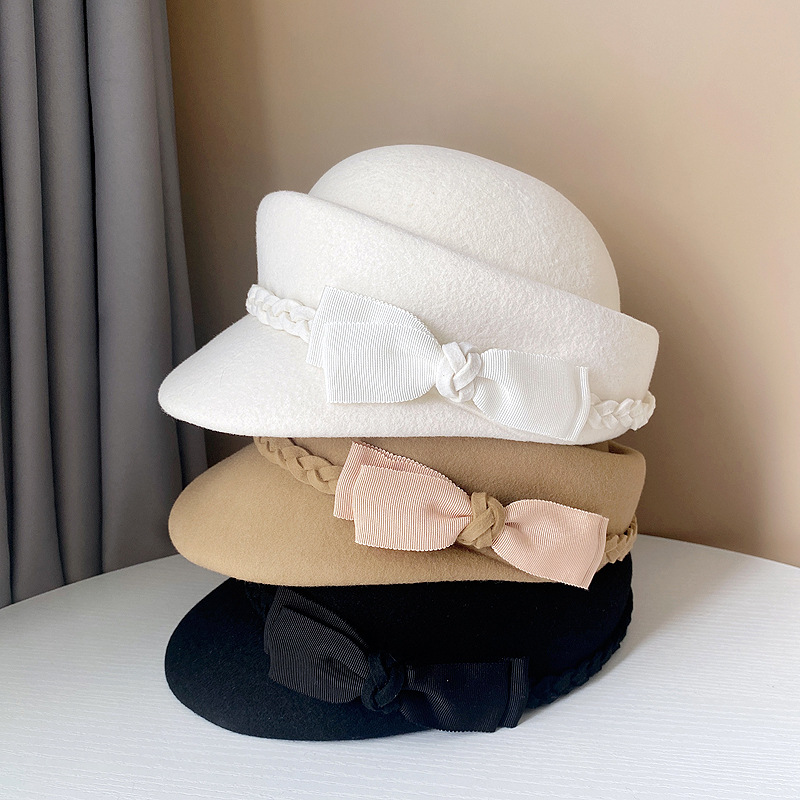 Beret French Wool - ฝรั่งเศสชุด Beret หมวกฤดูหนาว Vintage Fascinator หมวก