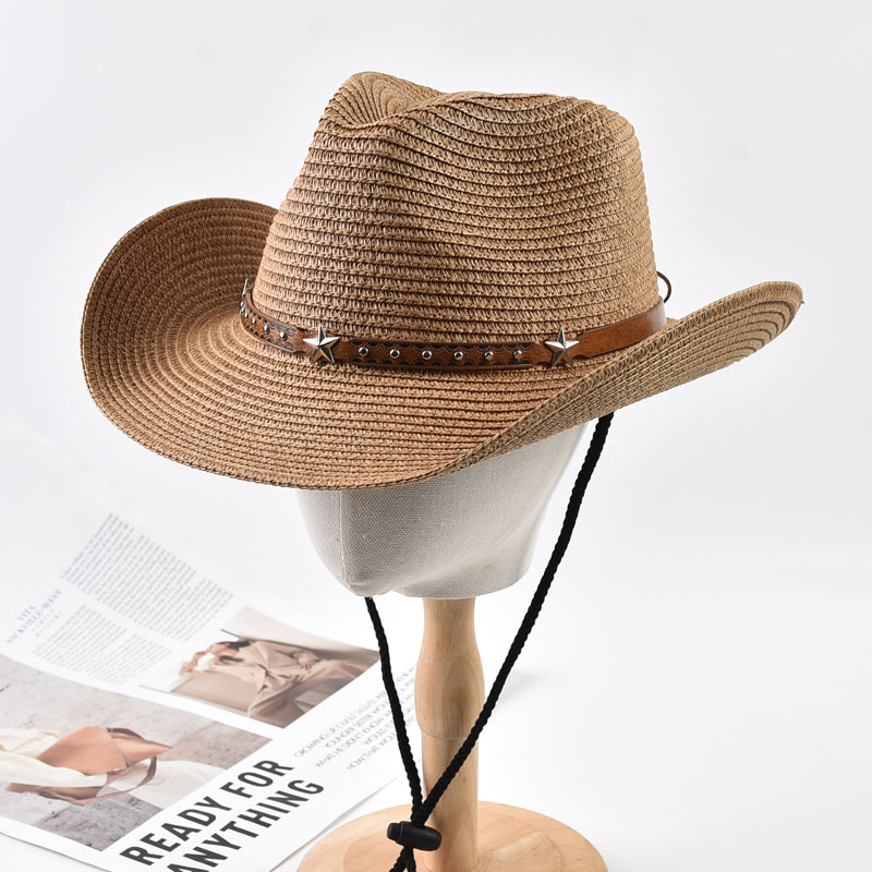 Cowboy Hat Straw - หมวกคาวบอยสตรีแบบพับได้ ปีกกว้าง สำหรับฤดูร้อน หมวกกันแดดสำหรับกิจกรรมกลางแจ้ง วันหยุดพักผ่อน ชายหาด