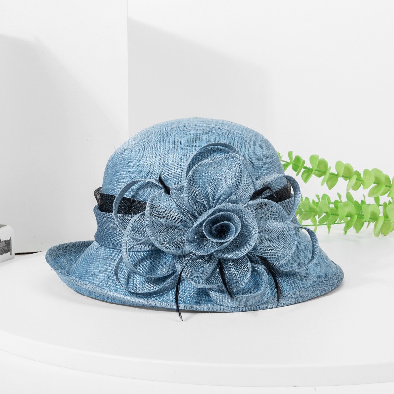 Sun Hat Wide Brim - หมวกปีกกว้างออร์แกนซ่าสุดฮิต แต่งระบาย ประดับดอกไม้ ตาข่ายกันแดด สไตล์ฝรั่งเศสวินเทจ สำหรับงานแต่งงาน