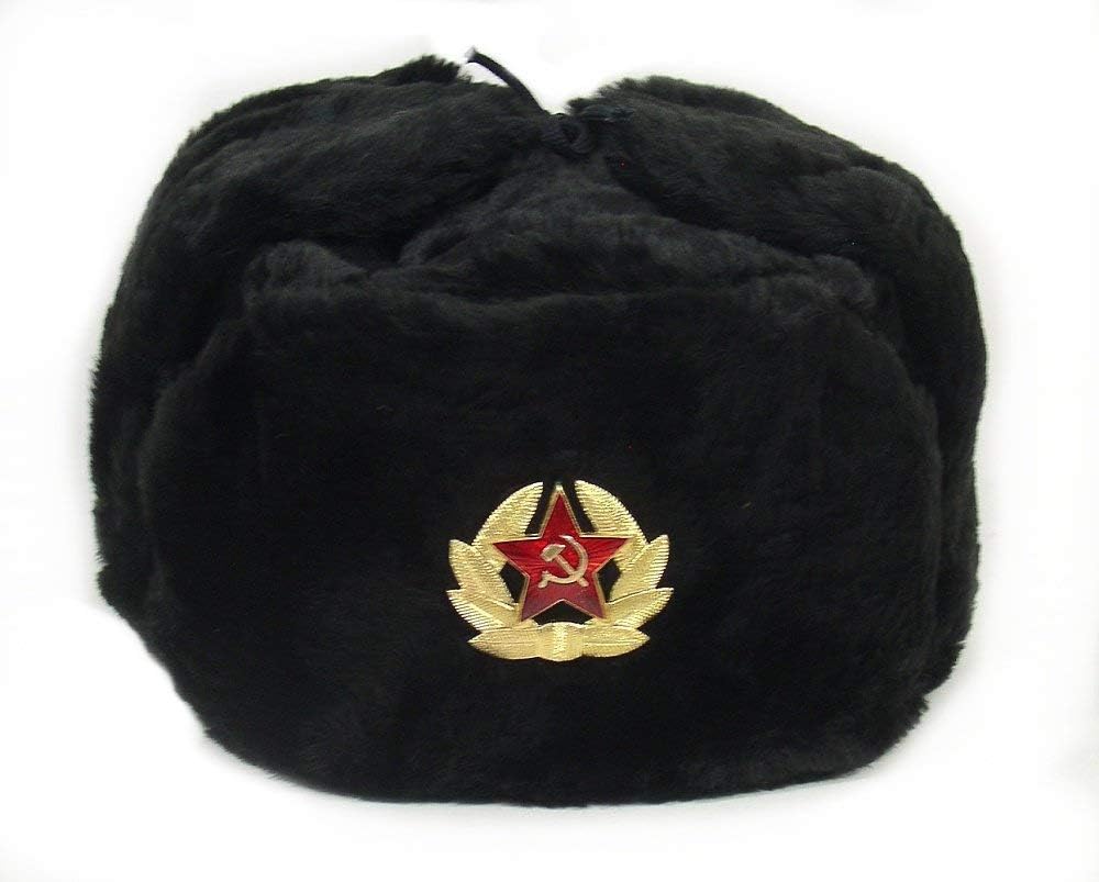 Trapper Hat Ear Flap - หมวกรัสเซีย หมวกทหารโซเวียต ตราสัญลักษณ์ทหาร สำหรับผู้ชายและผู้หญิง หมวกอูชันกา หมวกขนสัตว์เทียม