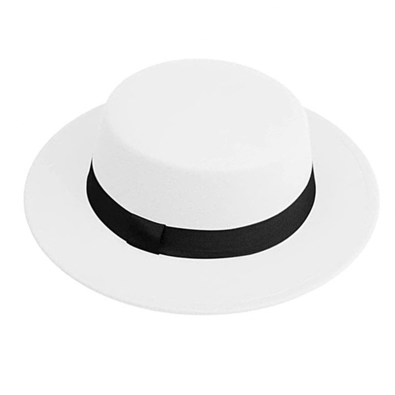 Fedora Hat Wool - หมวกเฟโดร่าสีขาวสำหรับผู้ชายและผู้หญิง หมวกทรงแบน หมวกปีกกว้าง หมวกปอร์คไพ หมวกเดอร์บี้ หมวกขนสัตว์สำหรับฤดูหนาว