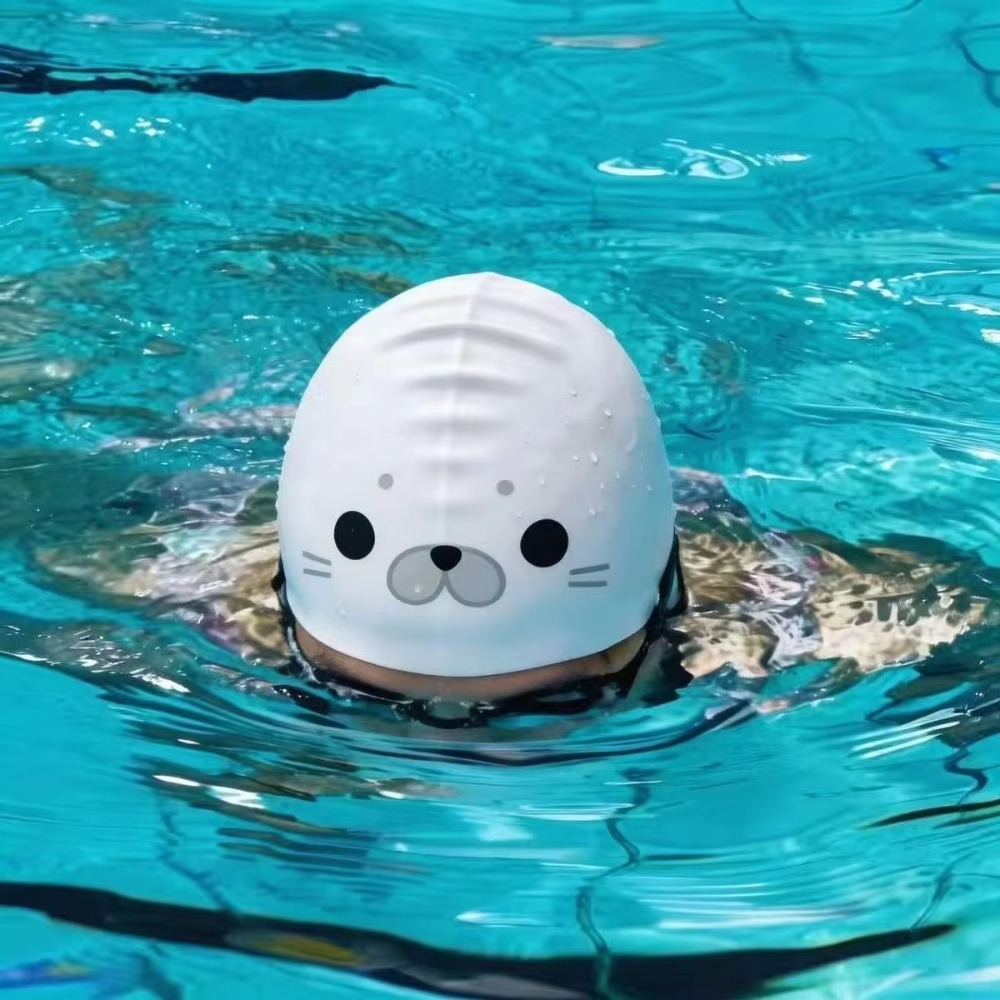 Swim Hat Silicone - หมวกว่ายน้ำซิลิโคนกันน้ำ ป้องกันหู ไม่ลื่น ยืดหยุ่น สวมใส่สบาย ลายการ์ตูน