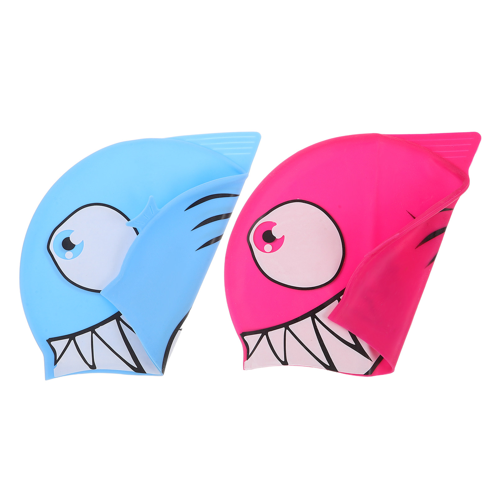 Swim Hat Silicone - หมวกว่ายน้ำซิลิโคนลายการ์ตูนปลา 2 ชิ้น ยืดหยุ่น กันน้ำ สำหรับสระว่ายน้ำ