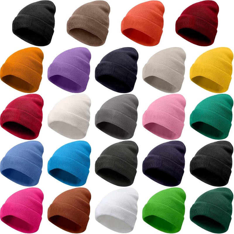 Beanie Cuffed Knit - หมวกบีนนี่หนานุ่มสำหรับฤดูหนาว 1 ชิ้น สำหรับผู้ชายและผู้หญิง หมวกไหมพรมถักแบบไร้รอยต่อ หมวกบีนนี่แบบพับขอบ
