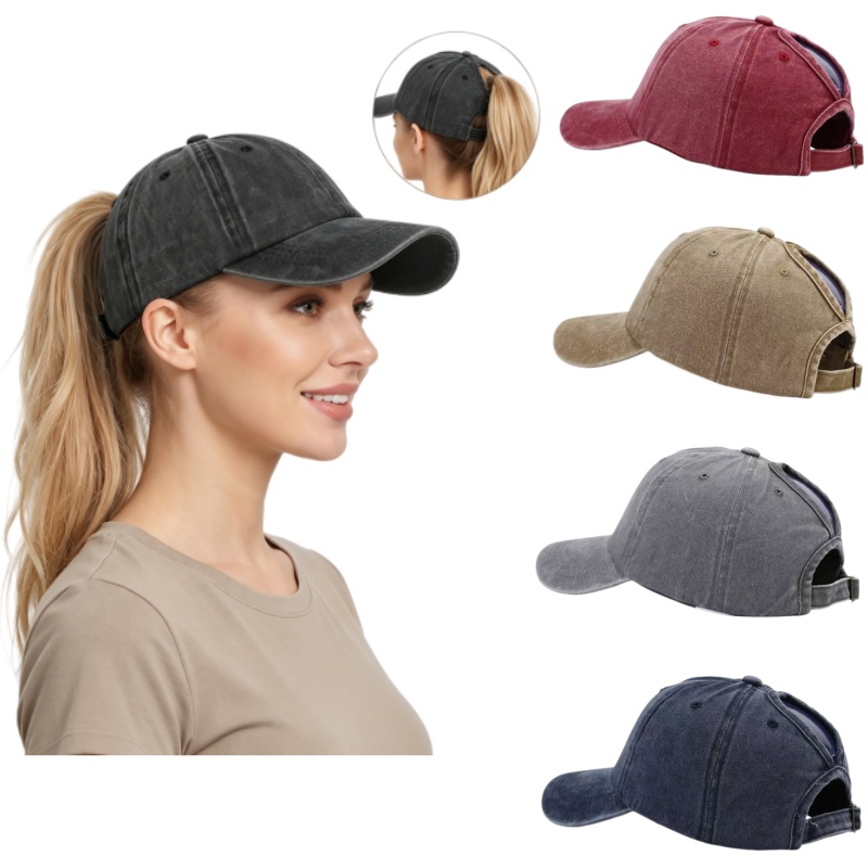 Golf Cap Dad - หมวกเบสบอลผ้าฝ้ายแบบปรับได้ ทรงหางม้า คลาสสิค สแนปแบ็ค หมวกแก๊ปทรงพ่อ ระบายอากาศได้ดี