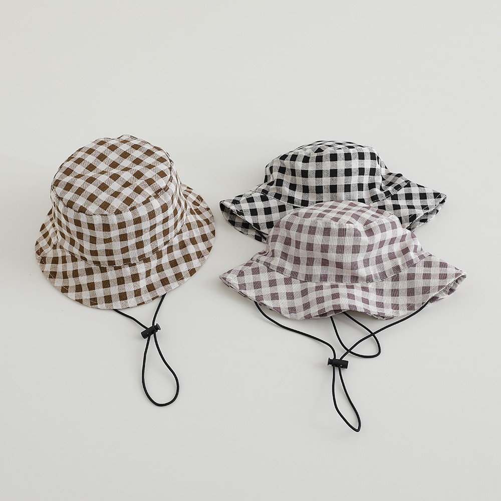 Sun Hat Wide Brim - หมวกปีกกว้างลายสก็อตสำหรับเด็ก หมวกชาวประมงผ้าฝ้ายสำหรับเด็กผู้ชายและเด็กผู้หญิง หมวกกันแดดสำหรับเด็ก