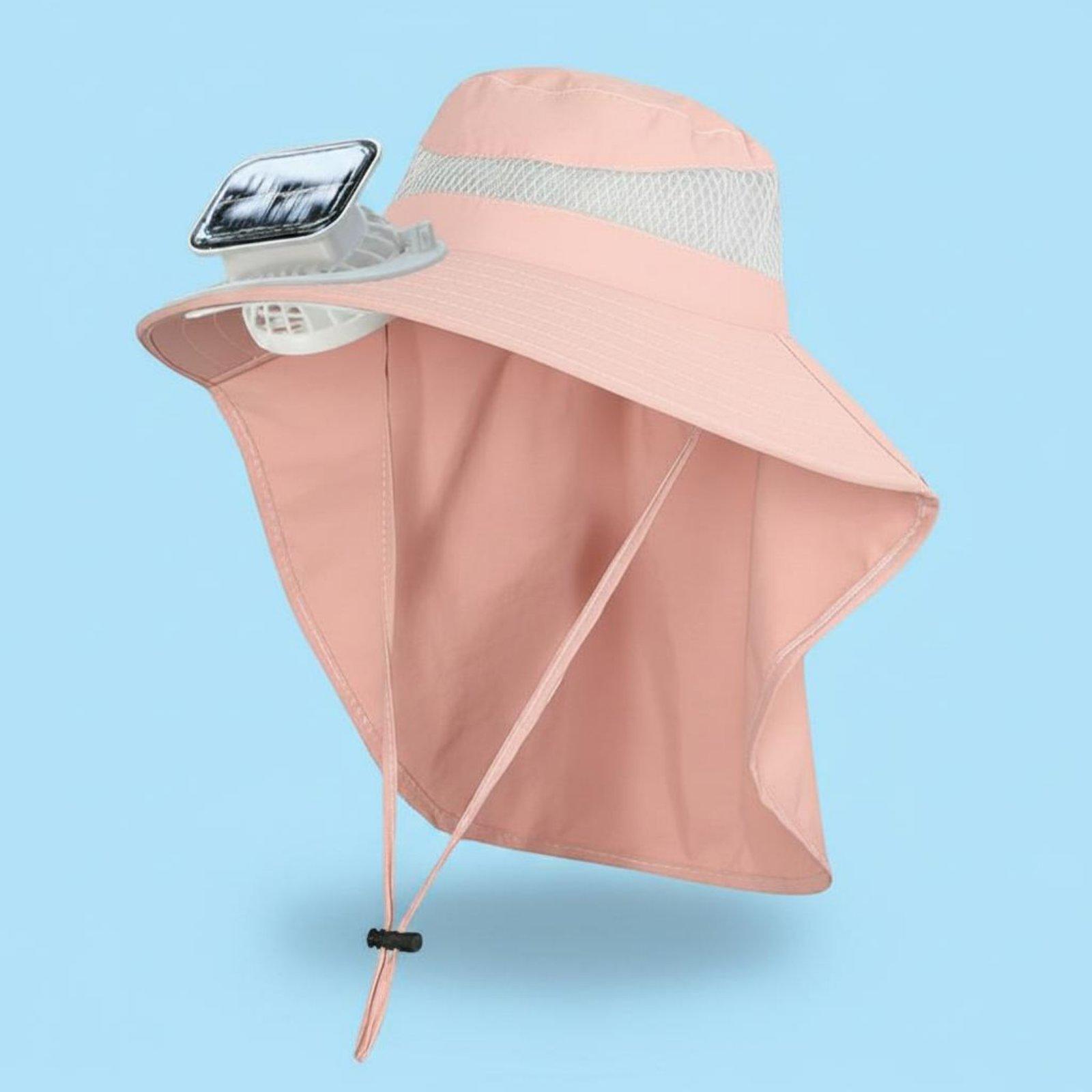 Visor Sun Hat - หมวกกันแดดเด็กปรับได้พร้อมพัดลมพลังงานแสงอาทิตย์ แผ่นบังแดด ผ้าคลุมคอ หมวกพกพาสำหรับฤดูร้อน เหมาะสำหรับการเดินทางในสวน