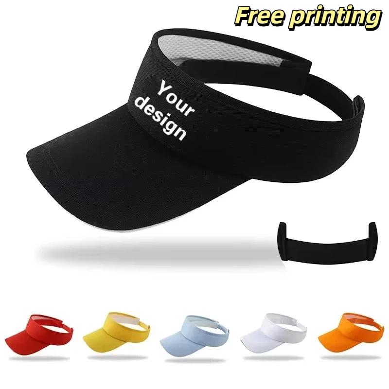Visor Sun Hat - หมวกกอล์ฟกันแดดป้องกันรังสียูวีสำหรับผู้หญิง หมวกเบสบอลปรับได้สำหรับผู้ชาย หมวกกีฬาแบบเปิดด้านบนสำหรับชายหาด หมวกวิ่งปีกกว้าง พร้อมโลโก้สั่งทำได้