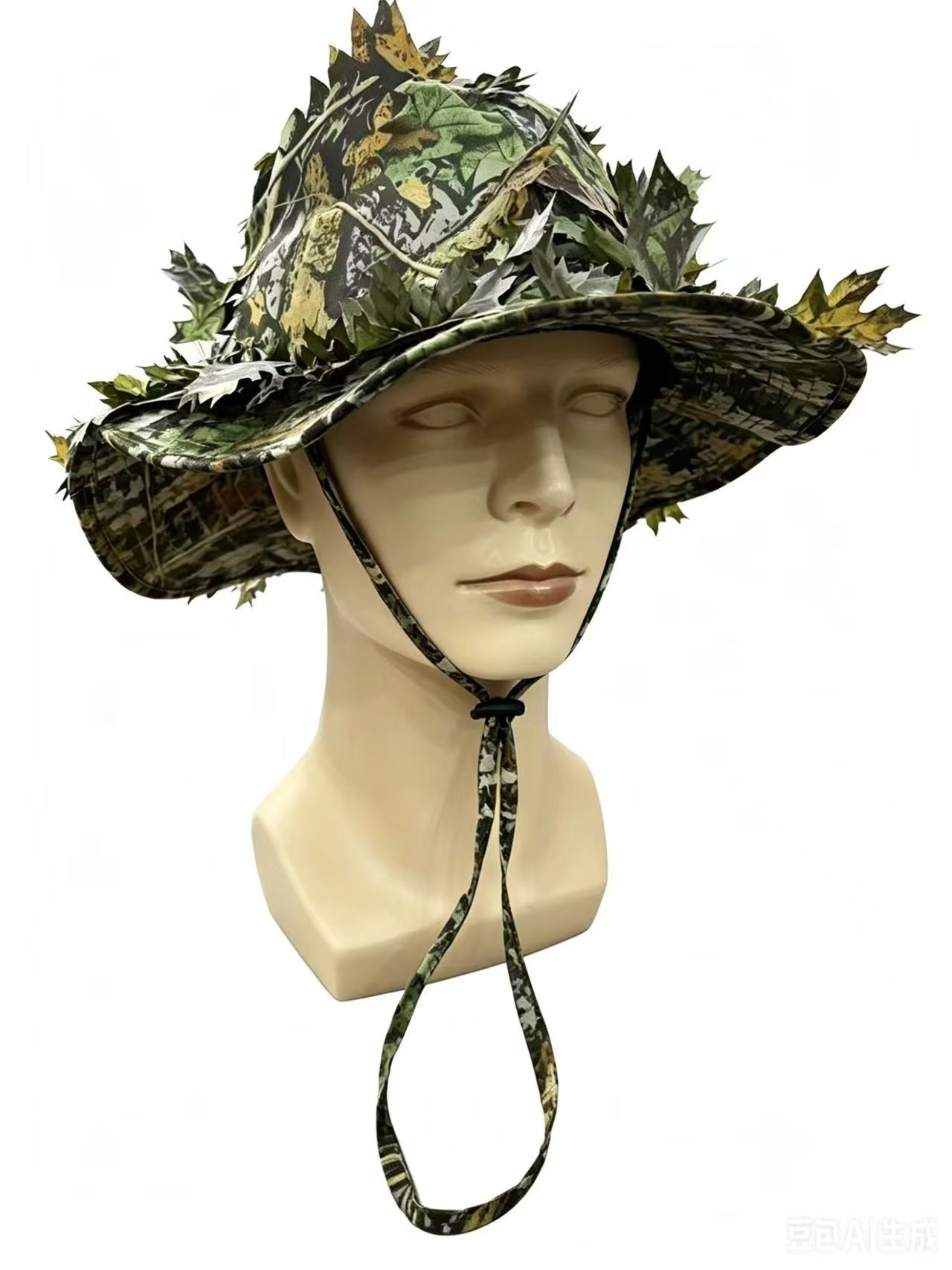 Boonie Hat Tactical - หมวกบอนนี่ลายพรางสำหรับผู้ชาย ลายใบไม้ 3 มิติ หมวกยุทธวิธี หมวกกิลลี่