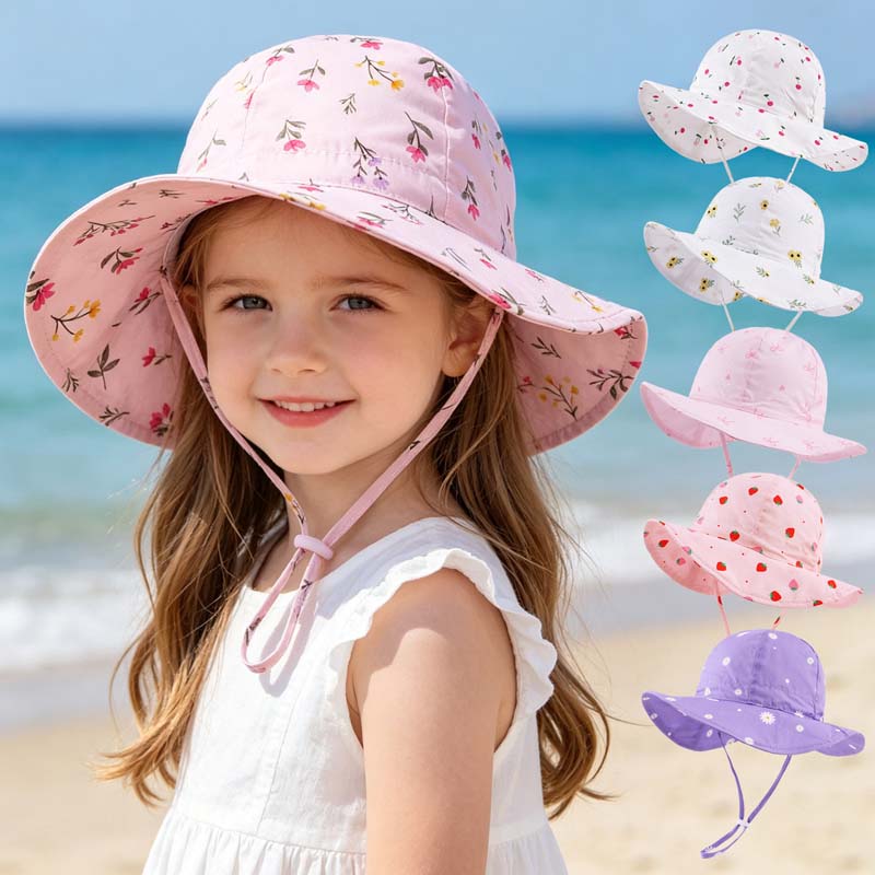 Bucket Hat Cotton - 2026 หมวกเด็กผู้หญิงฤดูร้อนพิมพ์ลายหมวกกันแดดสำหรับเด็กหญิงชายหาดเด็กหมวกเด็กหมวกปานามา 2-6Y