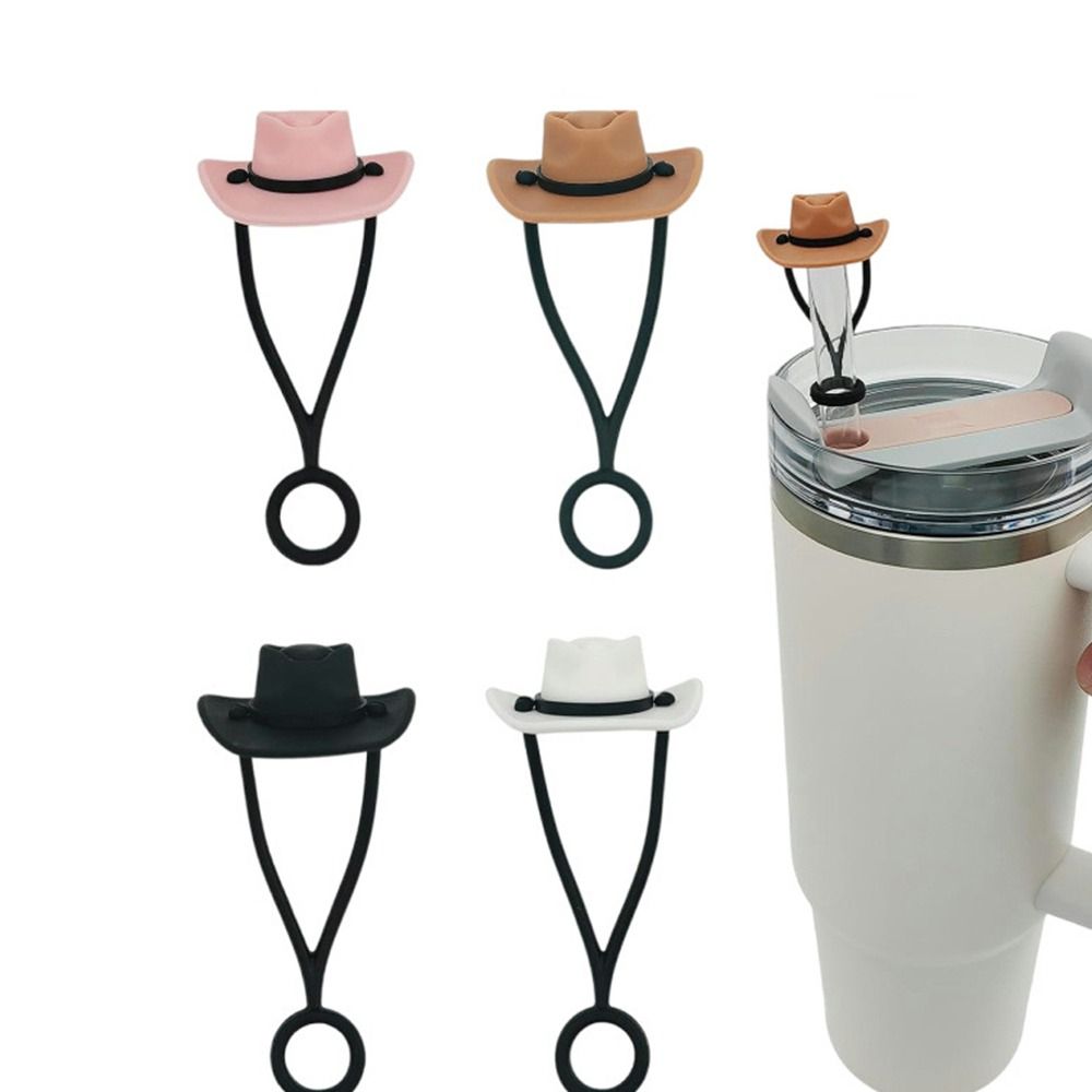 Cowboy Hat Straw - 1/4Pcs Airtight ซิลิโคนคาวบอยหมวกฟางครอบคลุม Splash PROOF ป้องกันฝุ่นหมวกฟางสําหรับถ้วย
