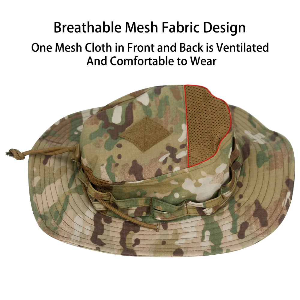 Boonie Hat Tactical - หมวกบูนี่ลายพรางยุทธวิธี UPF 50+ หมวกบักเก็ตกันลมระบายอากาศสำหรับการล่าสัตว์กลางแจ้งตกปลาเดินป่าผู้ชาย