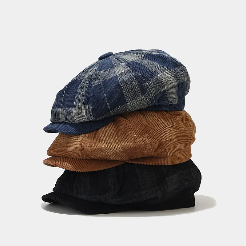 Newsboy Cap Ivy - Corduroy ผู้ชายผู้หญิงเยาวชนเด็กผู้หญิง Newsboy แบนหมวกปรับ Corduroy Gatsby