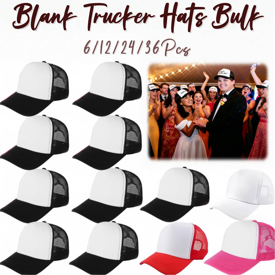Trucker Cap Mesh - หมวกแก๊ปเปล่าแบบขายส่ง 6-36 ชิ้น สำหรับงาน DIY หมวกเบสบอลงานแต่งงาน