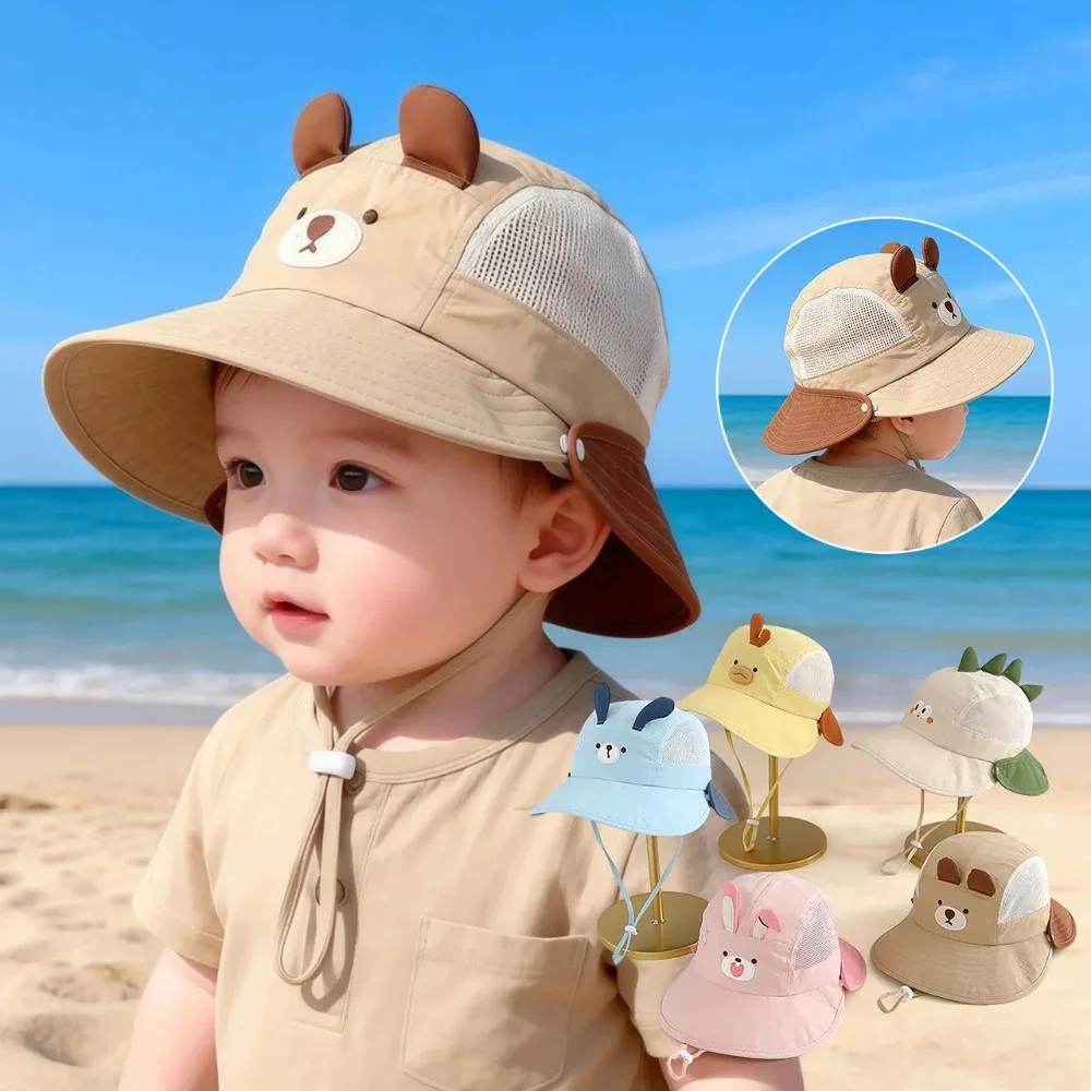 Bucket Hat Cotton - หมวกชาวประมงการ์ตูนน่ารักสำหรับเด็ก หมวกตาข่ายระบายอากาศสำหรับฤดูร้อน เหมาะสำหรับเด็กวัยหัดเดิน หมวกปานามาสำหรับกิจกรรมกลางแจ้ง