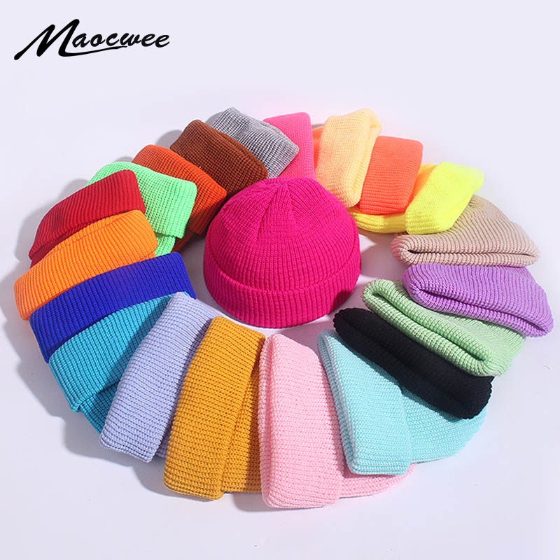 Beanie Cuffed Knit - Unisex เด็กฤดูหนาว Ribbed ถัก Cuffed สั้น