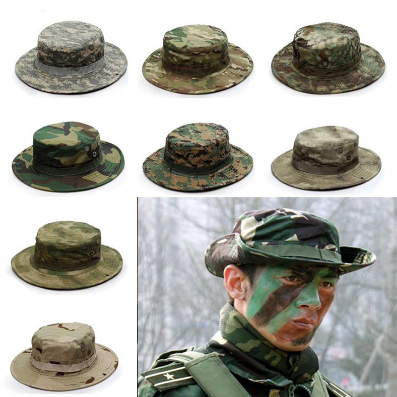 Boonie Hat Tactical - หมวกบูนนี่ยุทธวิธีลำลองลายพรางสำหรับผู้ชายและผู้หญิง Topi Bucket ล่าสัตว์ตกปลาปรับได้สำหรับฤดูร้อน