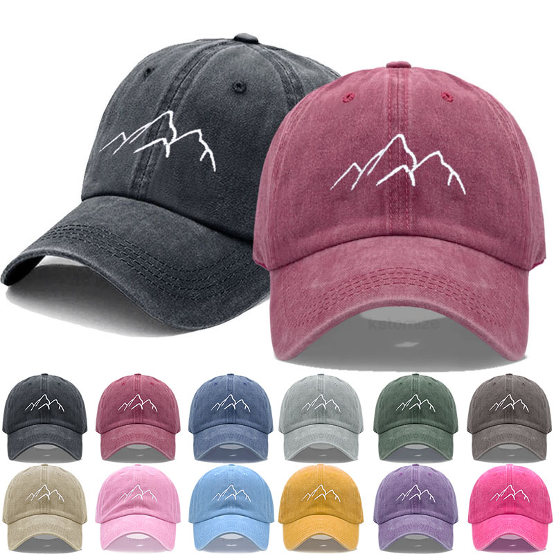 Golf Cap Dad - หมวกเบสบอลแบบปรับได้ 1 ชิ้น สำหรับผู้ชายและผู้หญิง หมวกปักลายภูเขาแบบนุ่ม หมวกแฟชั่นสำหรับกิจกรรมกลางแจ้ง