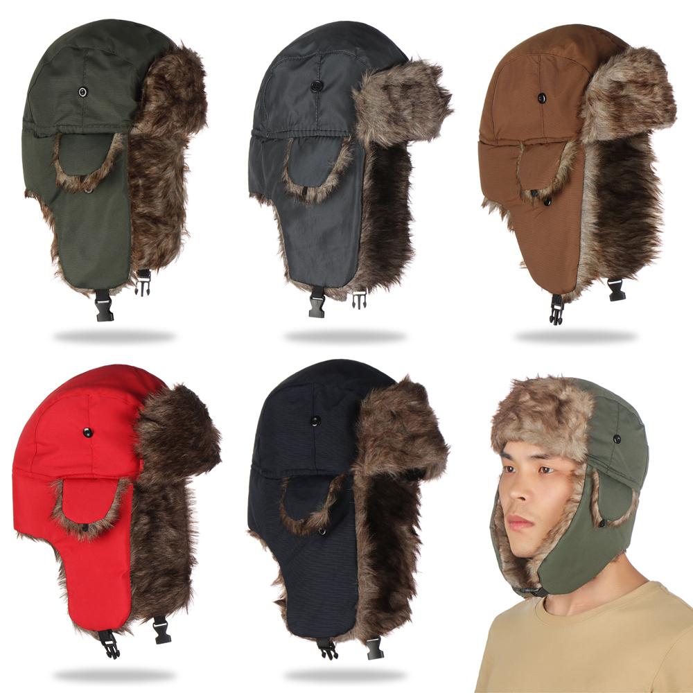 Winter Trapper Hat - หมวกไหมพรมสำหรับผู้ชายและผู้หญิง หมวกสกี หมวกฤดูหนาว หมวกรัสเซียแบบอูชันกา