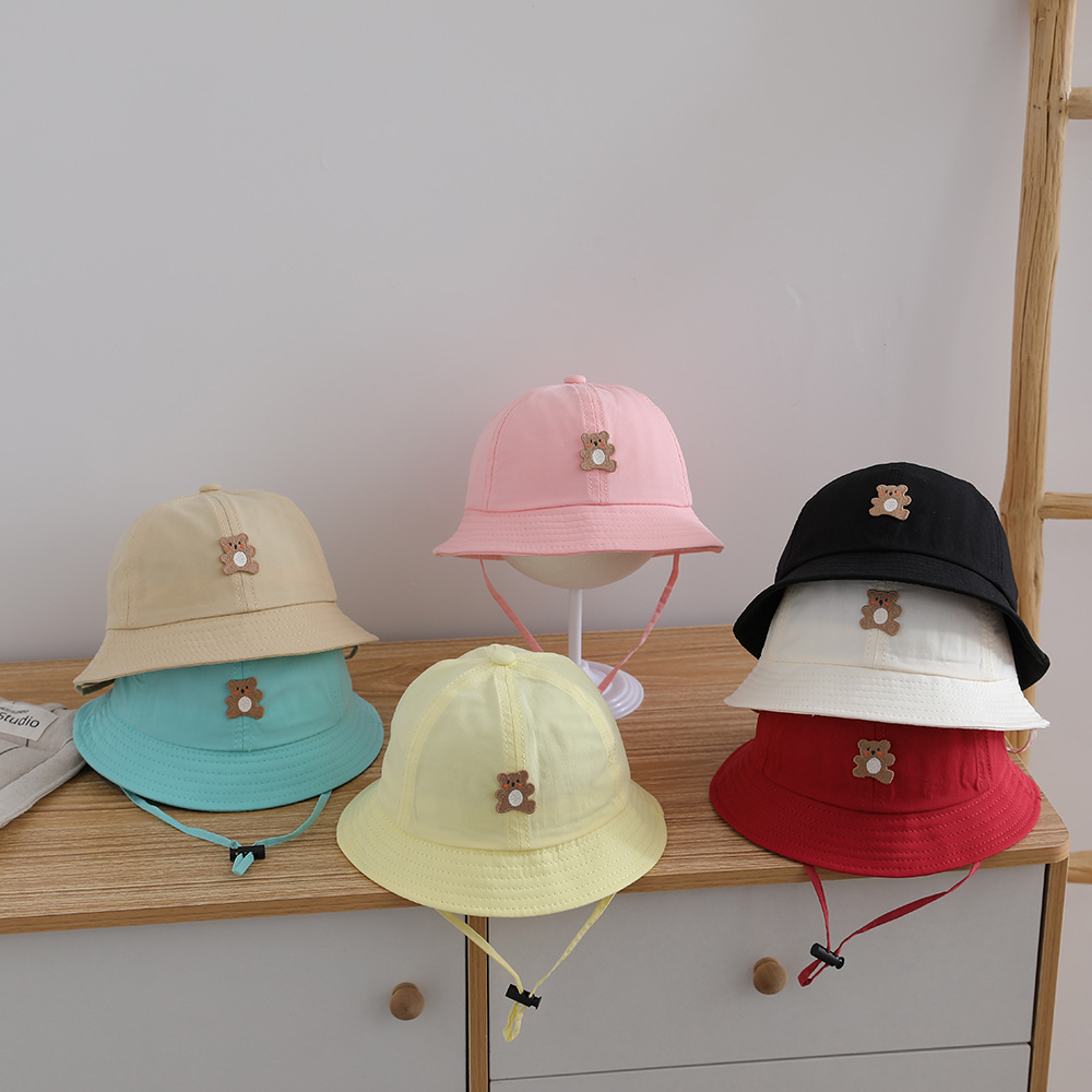 Bucket Hat Cotton - หมวกป้องกันแสงแดดสำหรับเด็ก หมวกพักผ่อนกลางแจ้ง 48-50 ซม. ฤดูใบไม้ผลิ ฤดูร้อน