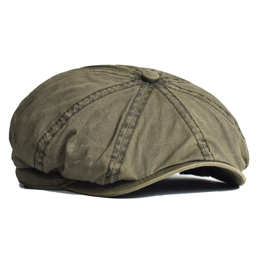 Newsboy Cap Ivy - ล้างผ้าฝ้าย Newsboy หมวก Peaky แปดเหลี่ยมหมวก Vintage