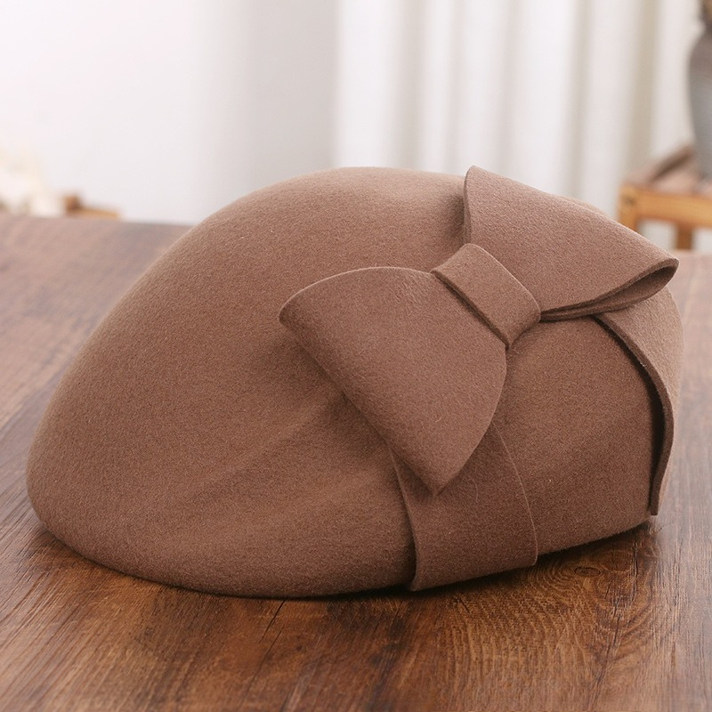 หมวกเบเร่ต์ผ้าขนสัตว์ประดับโบว - Beret French Wool บทวิจารณ์และราคา