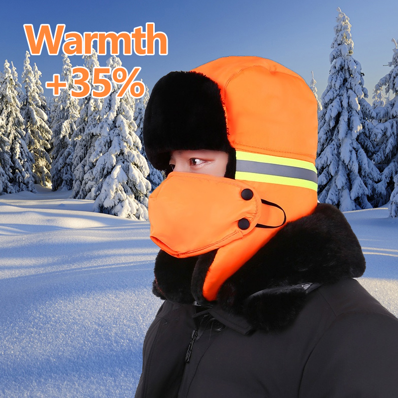 หมวกกันหนาวแบบมีที่ปิดหู สีส้ม - Trapper Hat Ear Flap บทวิจารณ์และราคา
