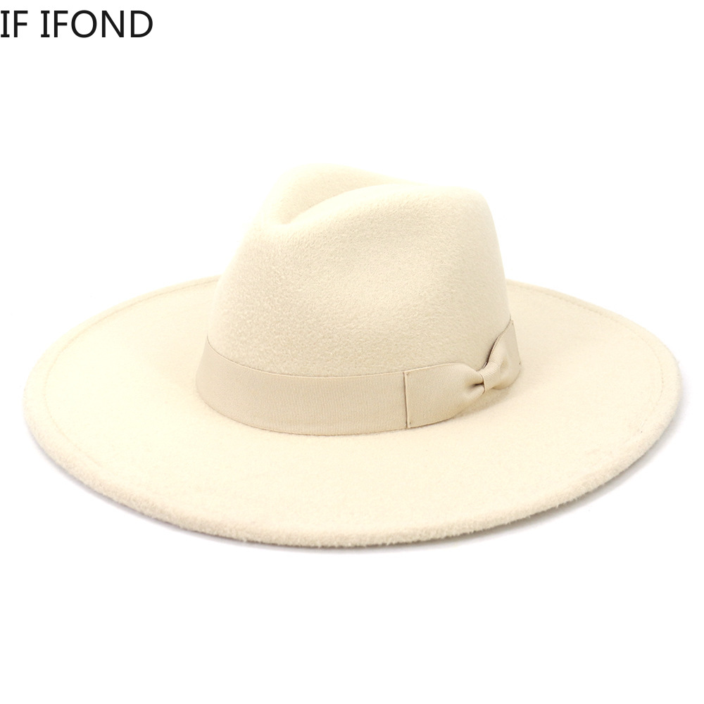 บิ๊กกว้าง Brim หมวกผู้หญิง2021 - Fedora Hat Wool บทวิจารณ์และราคา