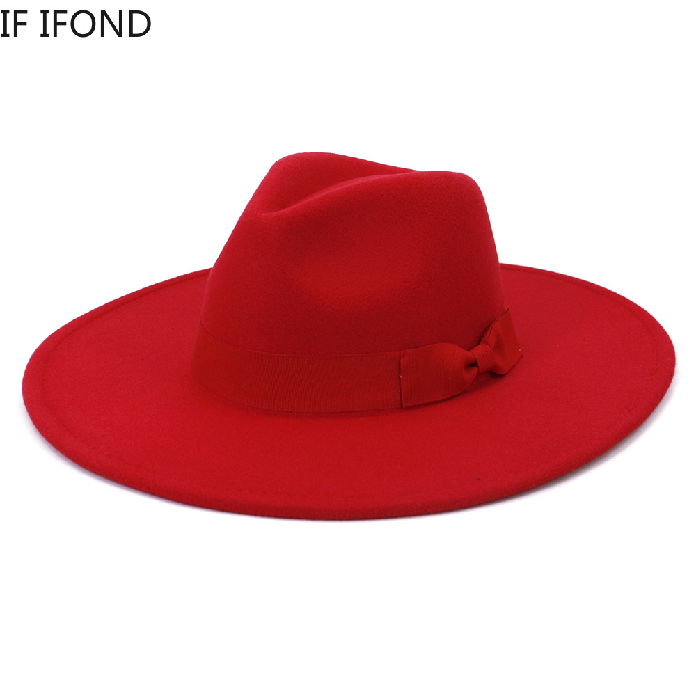 บิ๊กกว้าง Brim หมวกผู้หญิง2021 - Fedora Hat Wool บทวิจารณ์และราคา