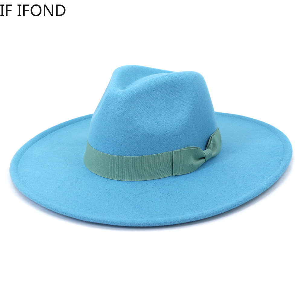 บิ๊กกว้าง Brim หมวกผู้หญิง2021 - Fedora Hat Wool บทวิจารณ์และราคา