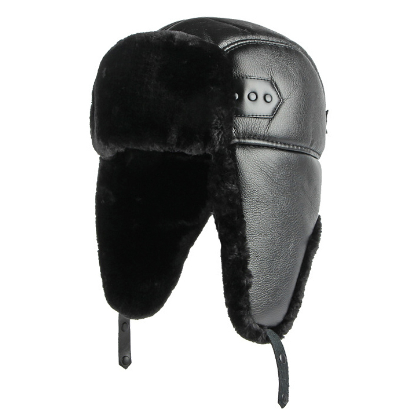 HT4002หนัง PU แบบใหม่หมวกรัสเซ - Trapper Hat Ear Flap บทวิจารณ์และราคา
