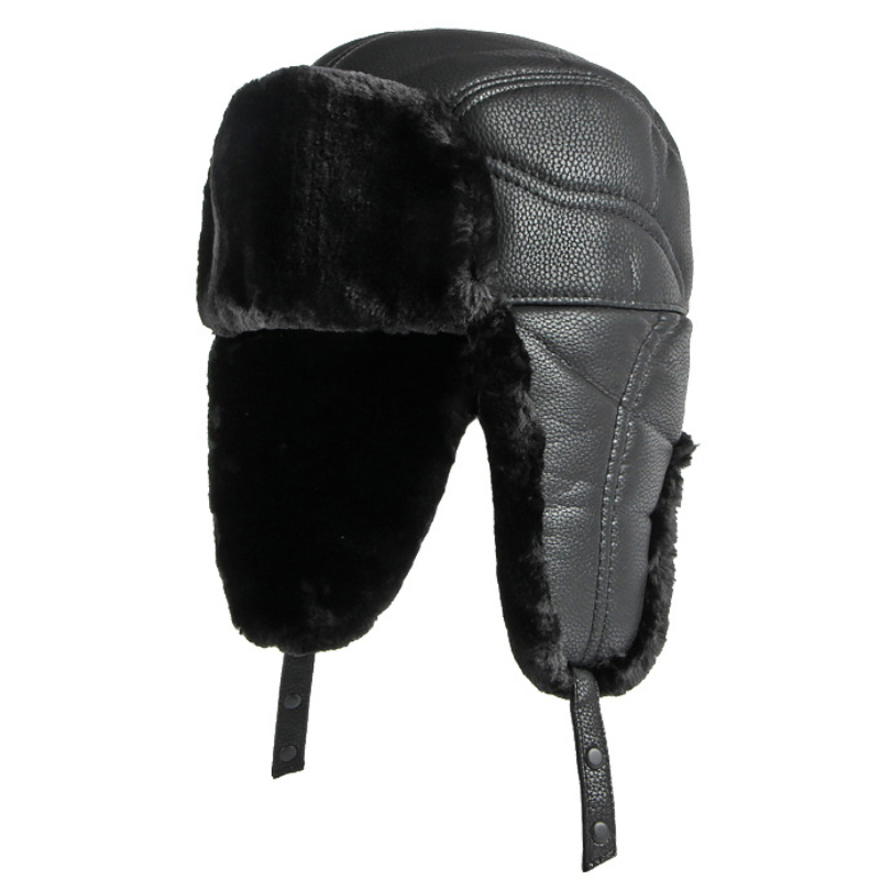 HT4002หนัง PU แบบใหม่หมวกรัสเซ - Trapper Hat Ear Flap บทวิจารณ์และราคา