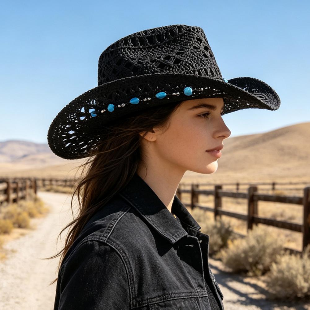 หมวกคาวบอยปีกกว้าง หมวกกันแดดส - Cowboy Hat Straw บทวิจารณ์และราคา