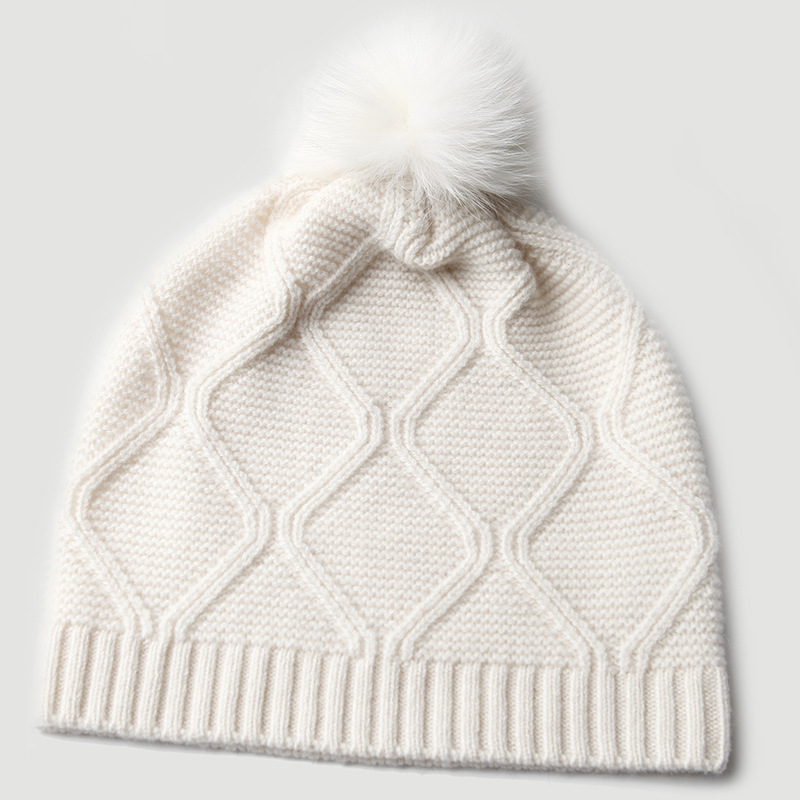 หมวกบีนนี่ถักลายเพชร ผสมแคชเมี - Beanie Cuffed Knit บทวิจารณ์และราคา