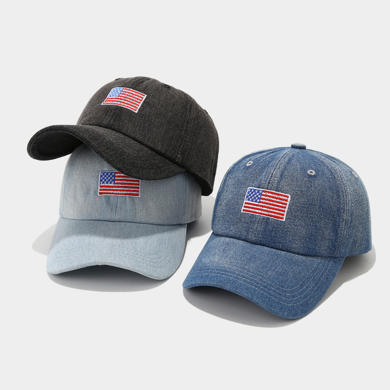 หมวกเบสบอลยีนส์วินเทจปักลายธงช - Dad Hat Cotton บทวิจารณ์และราคา