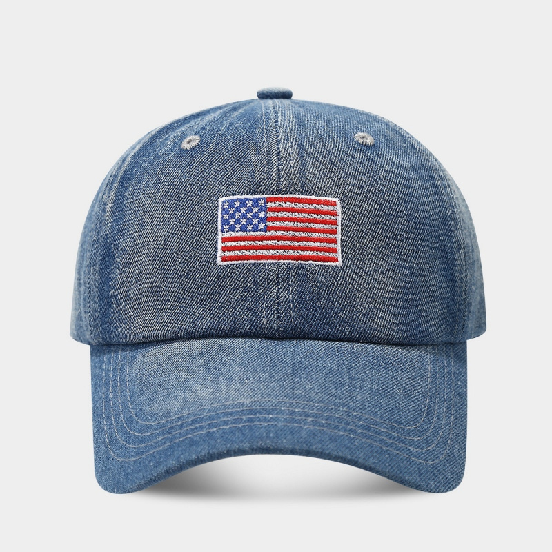 หมวกเบสบอลยีนส์วินเทจปักลายธงช - Dad Hat Cotton บทวิจารณ์และราคา