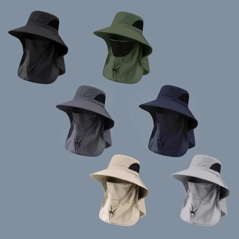 หมวกตกปลาโพลีเอสเตอร์พร้อมผ้าค - Sun Hat Wide Brim บทวิจารณ์และราคา