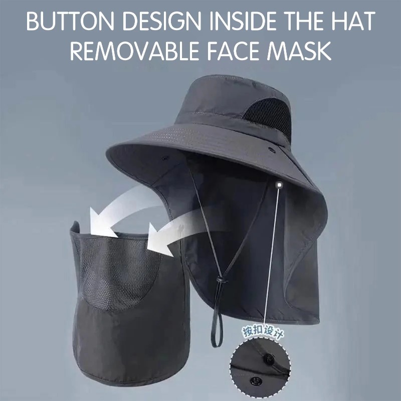 หมวกตกปลาโพลีเอสเตอร์พร้อมผ้าค - Sun Hat Wide Brim บทวิจารณ์และราคา