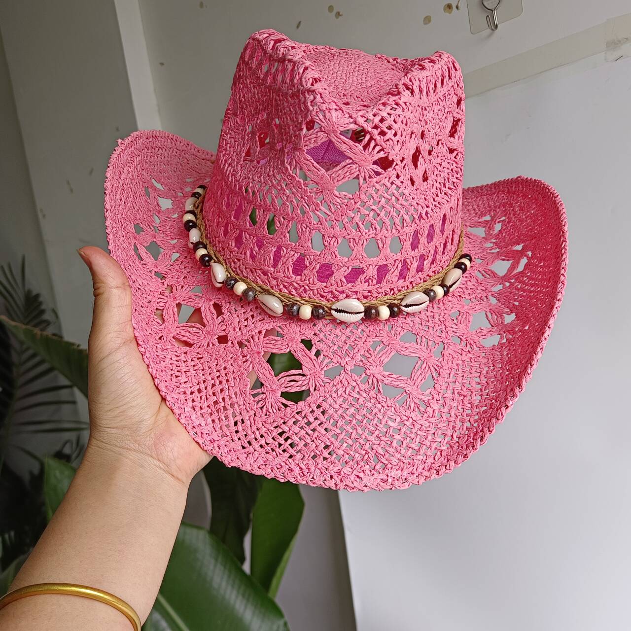 หมวกคาวบอยสีชมพู หมวกฟางคาวบอย - Cowboy Hat Straw บทวิจารณ์และราคา