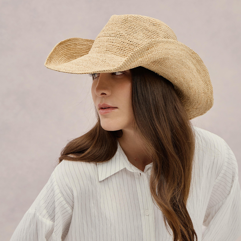 หมวกฟางราฟเฟียพรีเมียม หมวกคาว - Cowboy Hat Straw บทวิจารณ์และราคา